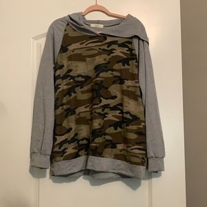 Camo casual hooded long sleeve